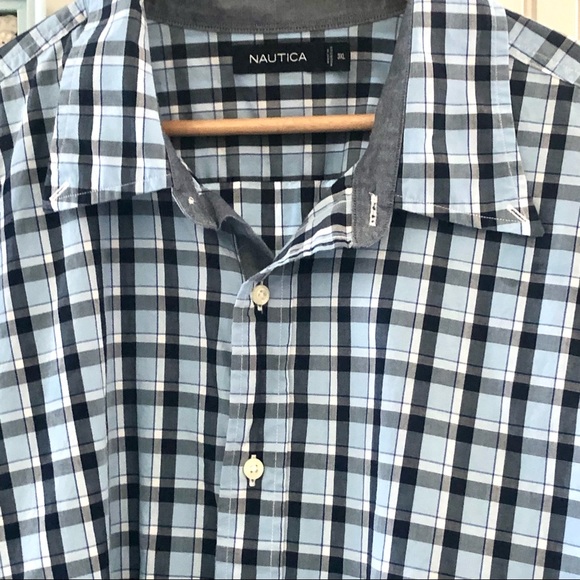 📌$17  Mens 3X Nautica Blue Plaid Shirt - Picture 2 of 7
